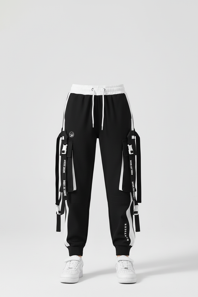 Pantalon Cargo Noir Ample Multipoches Fille Urbain - Molleton - vue 3