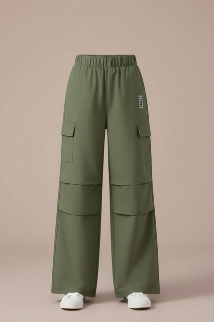 Pantalon Cargo Vert Kaki Ample Léger Enfant - Polyester - vue 3
