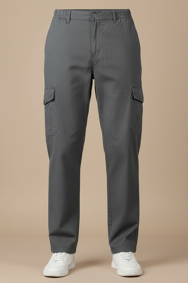 Pantalon Cargo Gris Droit Homme Décontracté Coton - vue 3