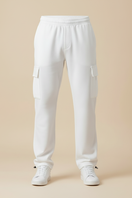Pantalon Cargo Blanc Ample Décontracté Confortable Homme - Molleton - vue 3