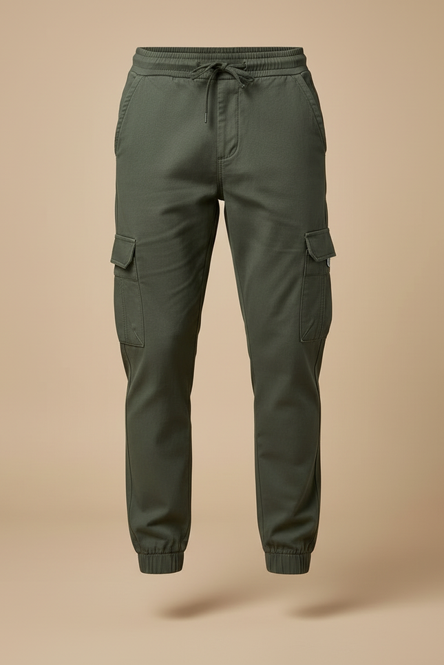 Pantalon Cargo Homme Vert Coton Décontracté Jogger - Kaki - vue 3