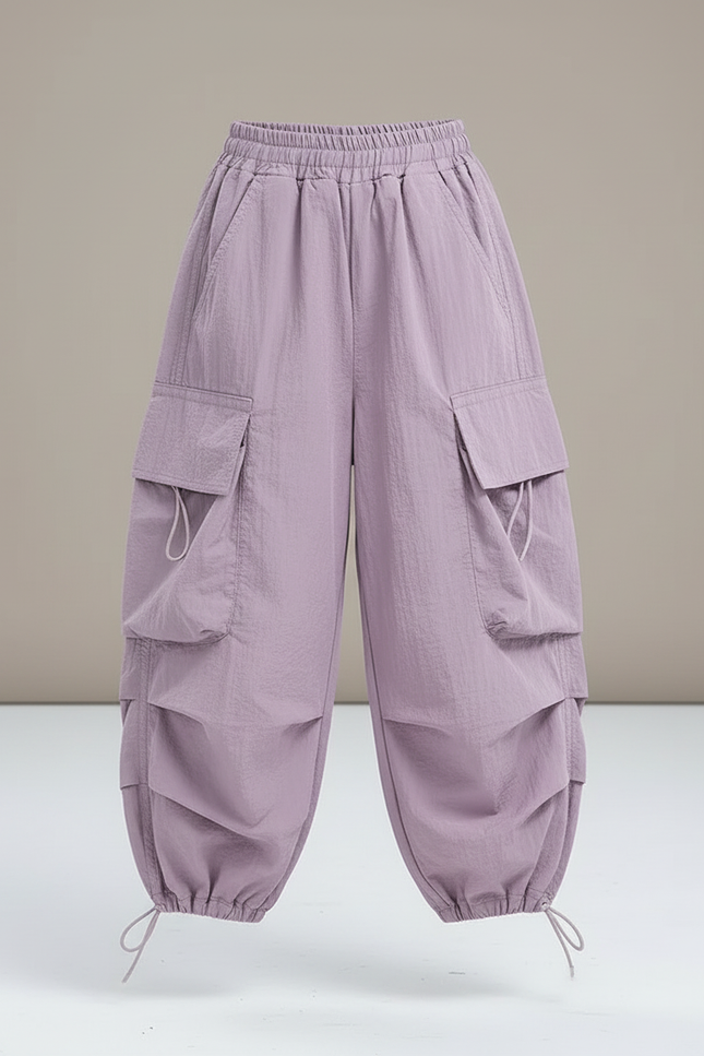 Pantalon Cargo Parme Ample Multipoches Enfant Léger - Violet Polyester - vue 3
