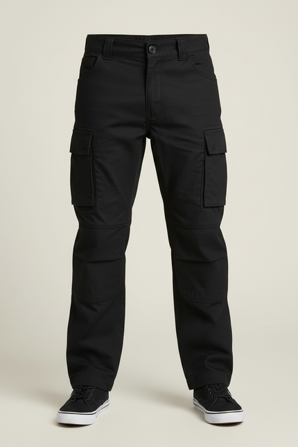 Pantalon Cargo Noir Enfant Ample Multipoches Coton - vue 3