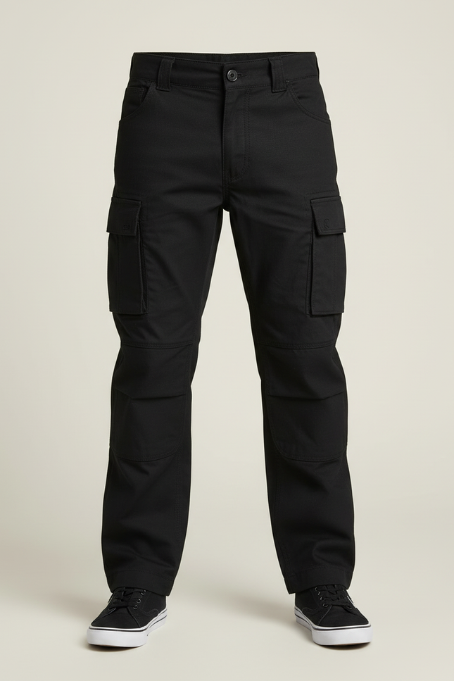 Pantalon Cargo Noir Enfant Ample Multipoches Coton - vue 3