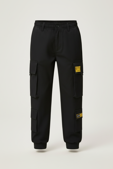 Pantalon Cargo Noir Décontracté Garçon Poches - Polyester - vue 3
