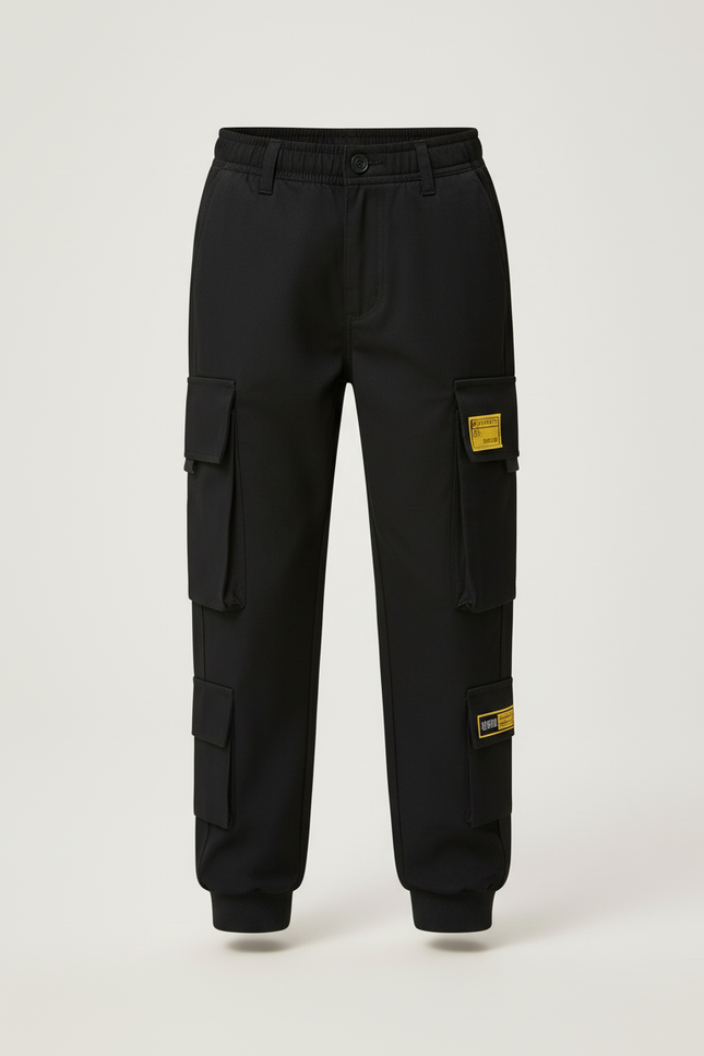 Pantalon Cargo Noir Décontracté Garçon Poches - Polyester - vue 3
