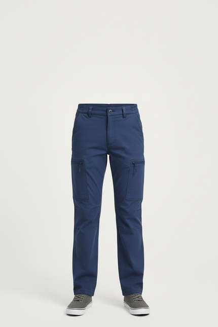 Pantalon Cargo Enfant Bleu Marine Multi-Poches Décontracté - Gabardine - vue 3