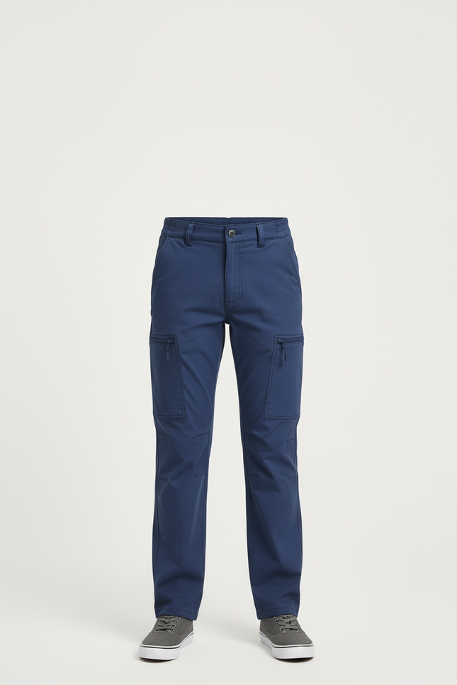 Pantalon Cargo Enfant Bleu Marine Multi-Poches Décontracté - Gabardine - vue 3
