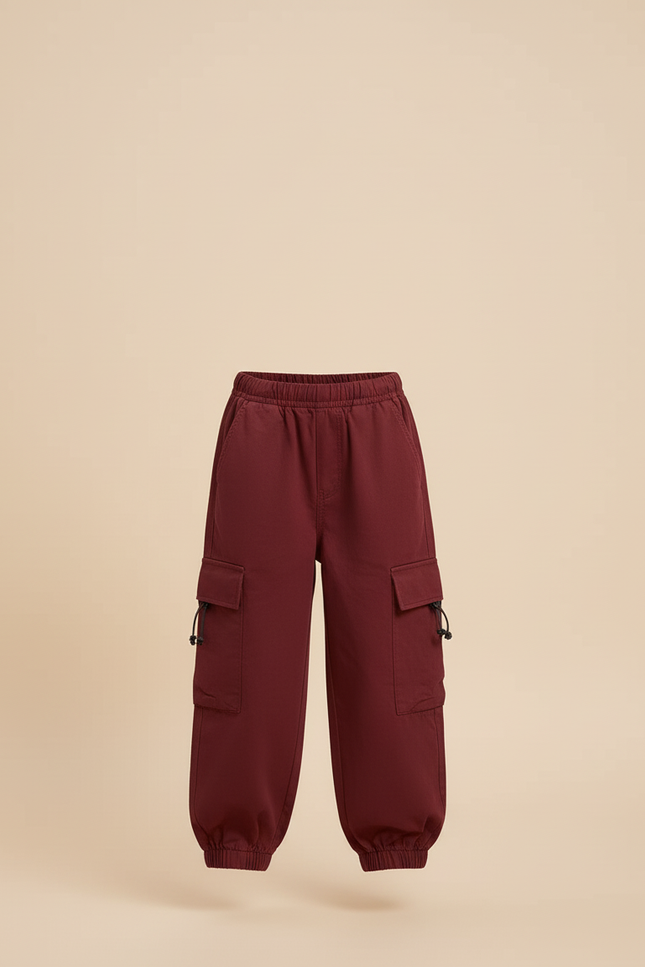 Pantalon Cargo Bordeaux Ample Streetwear Décontracté Fille - Coton - vue 3