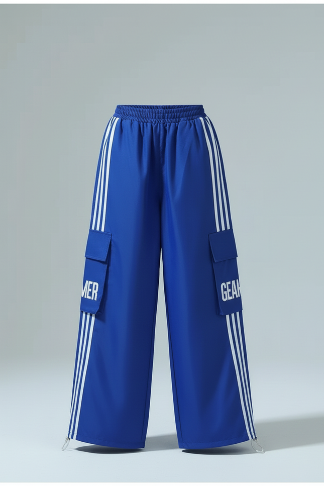 Pantalon Cargo Bleu Ample Rayures Blanc Enfant - Polyester - vue 3