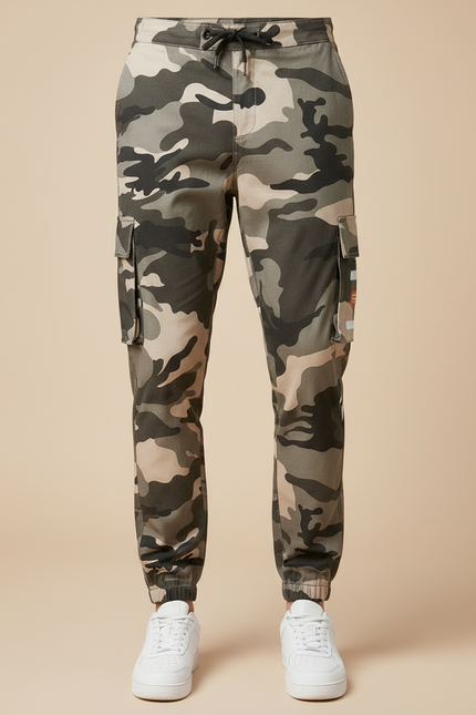 Pantalon Cargo Camouflage Coton Jogger Homme - Kaki - vue 3