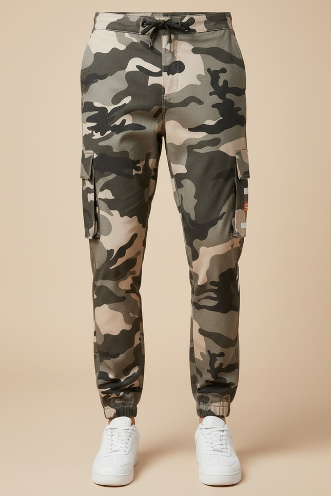 Pantalon Cargo Camouflage Coton Jogger Homme - Kaki - vue 3