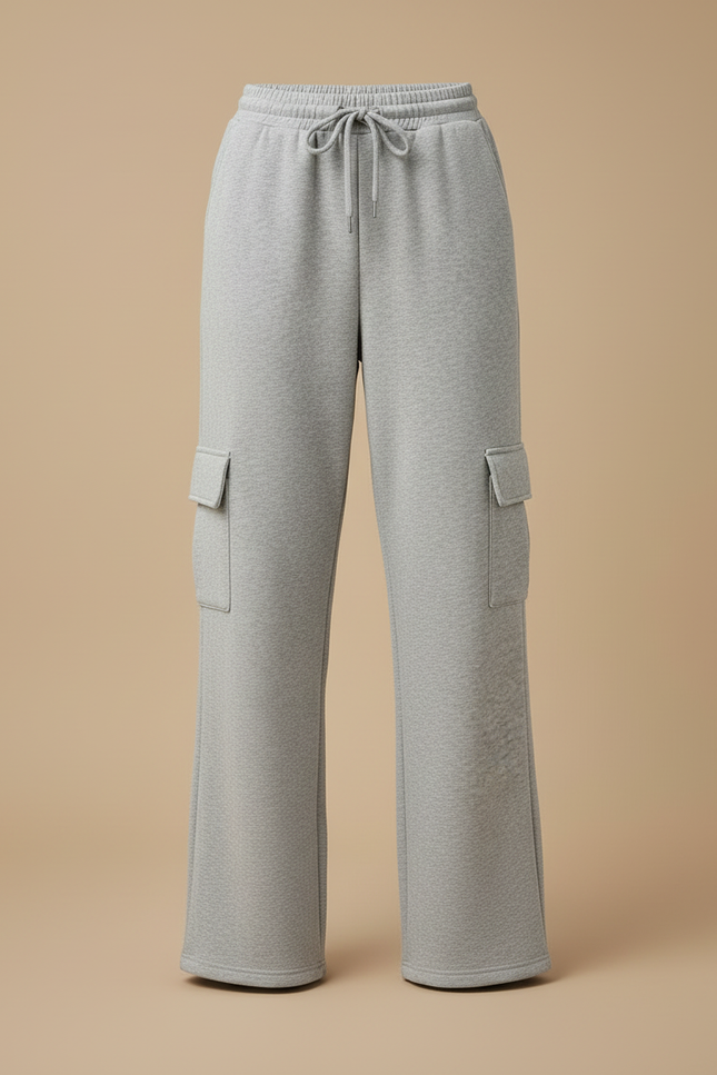Pantalon Cargo Gris Ample Molletonné Doux Femme - vue 3