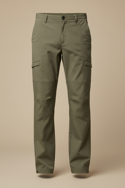 Pantalon Cargo Homme Vert Militaire Multipoches Décontracté - Kaki Toile - vue 2
