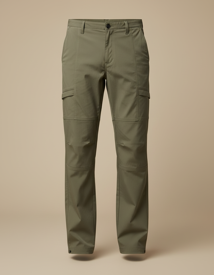 Pantalon Cargo Homme Vert Militaire Multipoches Décontracté - Kaki Toile - vue 2