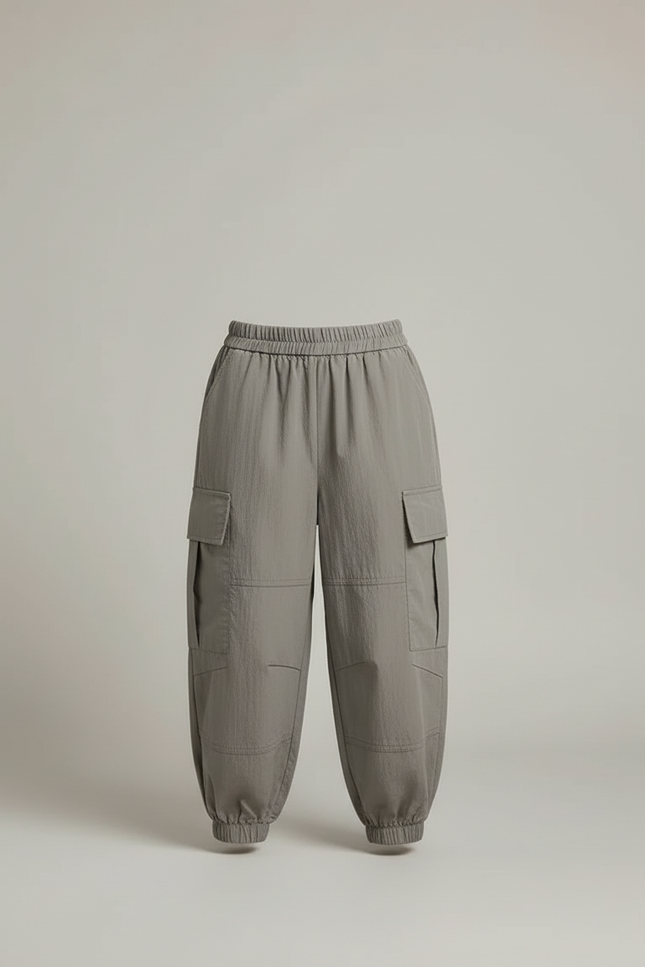 Pantalon Cargo Gris Ample Enfant Poches - Polyester - vue 3