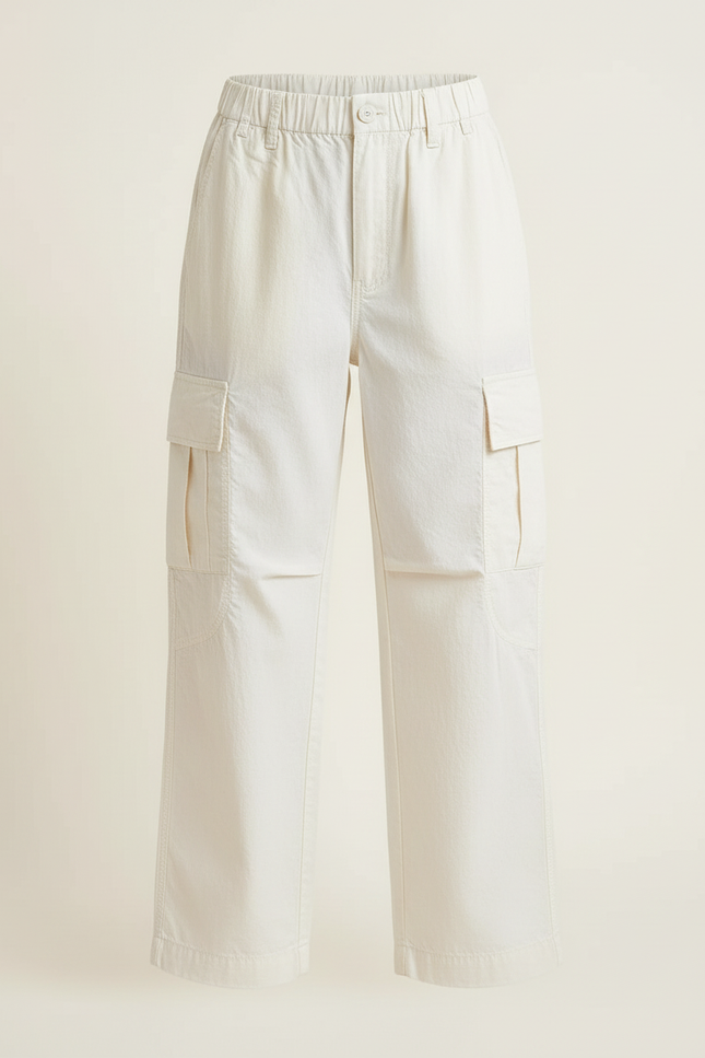 Pantalon Cargo Beige Ample Poches Coton Fille - vue 3