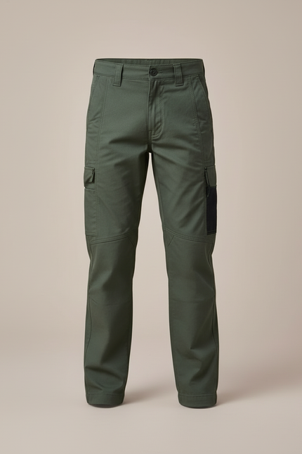 Pantalon Cargo Vert Militaire Garçon Multipoches - Kaki Toile - vue 3