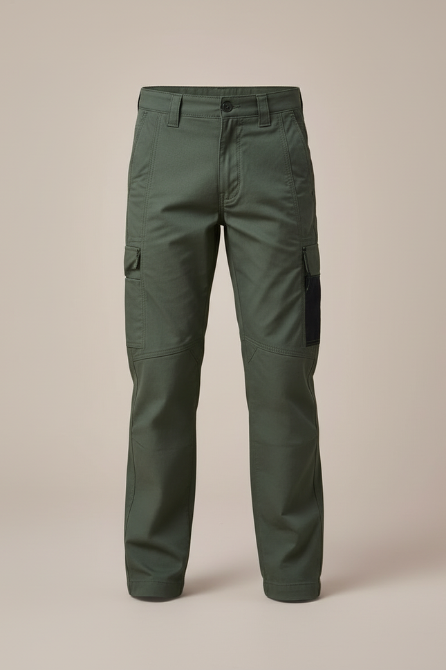 Pantalon Cargo Vert Militaire Garçon Multipoches - Kaki Toile - vue 3