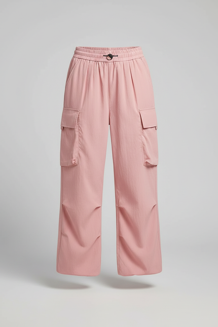 Pantalon Cargo Rose Ample Léger Décontracté Multipoches - Polyester - vue 3