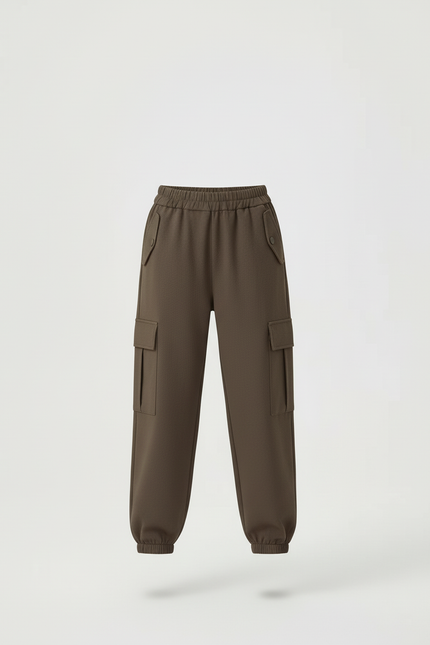 Pantalon Cargo Kaki Ample Multipoches Fille Coton - Molleton - vue 3