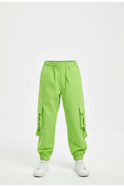 Pantalon Cargo Vert Fluorescent Ample Poches Enfant - Polyester - vue 3