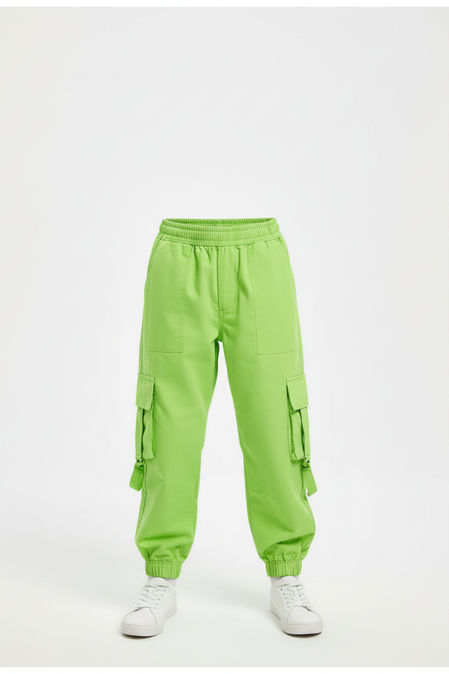 Pantalon Cargo Vert Fluorescent Ample Poches Enfant - Polyester - vue 3