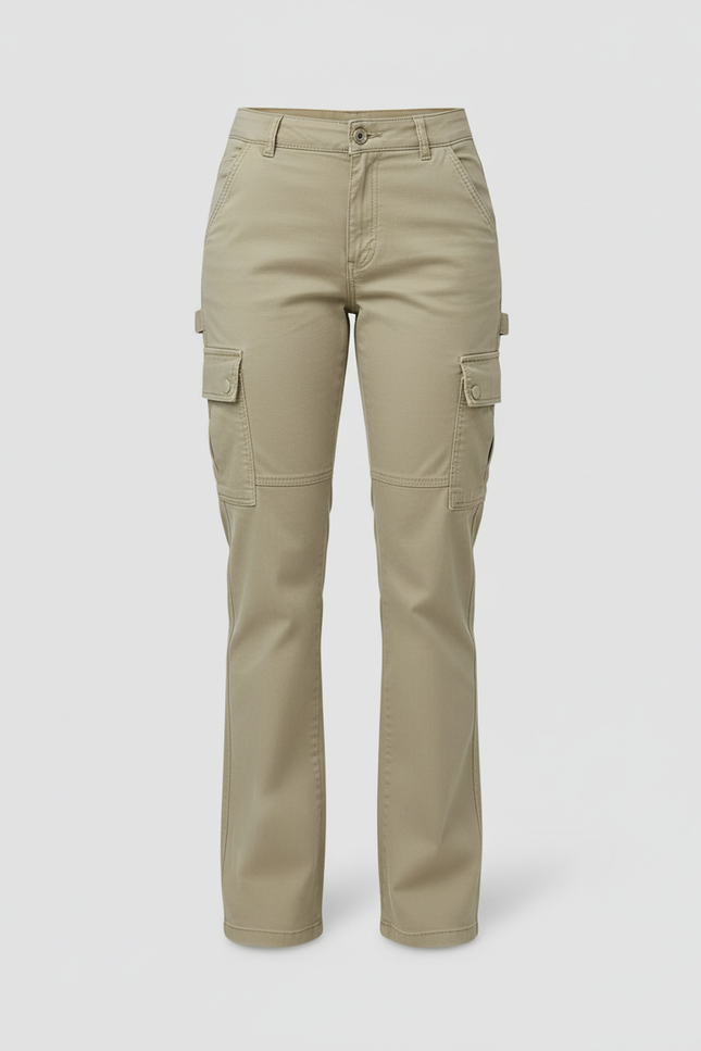 Pantalon Cargo Beige Coupe Droite Multipoches Femme - Toile - vue 3