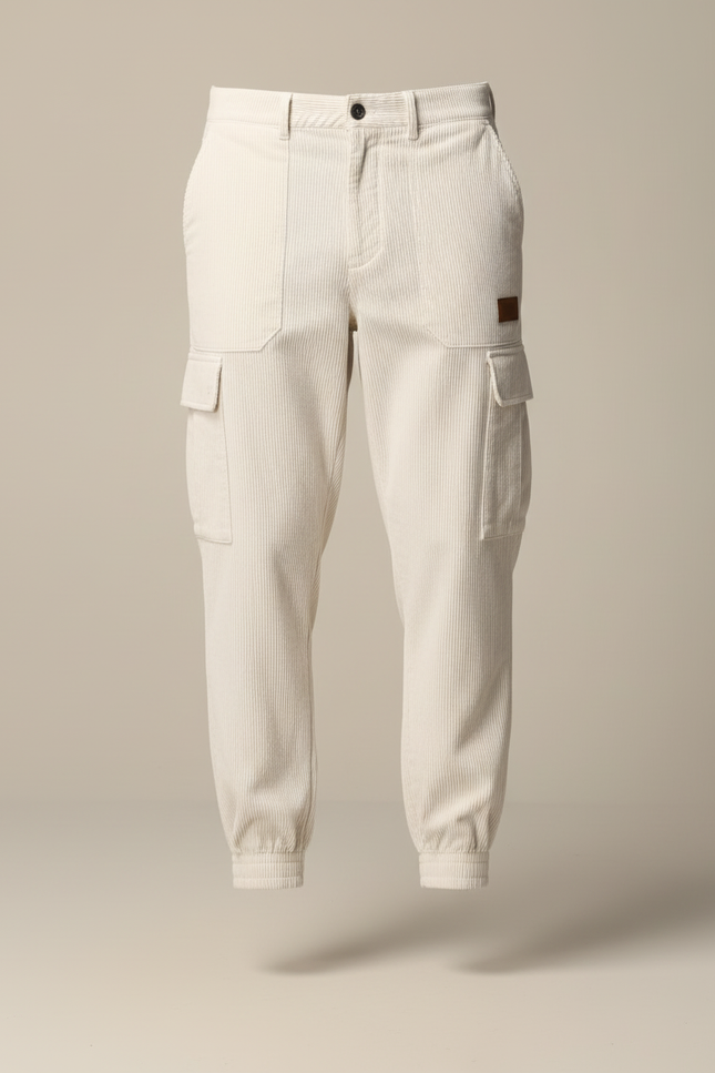 Pantalon Cargo Beige Côtelé Jogger Décontracté Homme - Cordé - vue 3