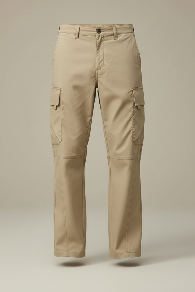 Pantalon Cargo Beige Décontracté Multipoches Ample Coton - vue 3