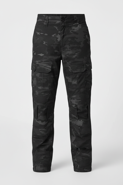 Pantalon Cargo Noir Camouflage Enfant Tactique Multi-Poches - Toile - vue 3