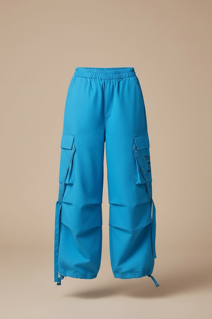 Pantalon Cargo Bleu Ample Fille Multipoches - Toile - vue 3