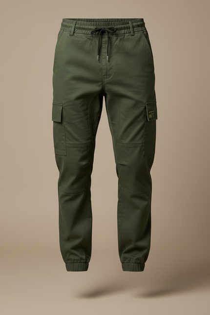 Pantalon Cargo Vert Militaire Coton Jogger Homme - Kaki - vue 3
