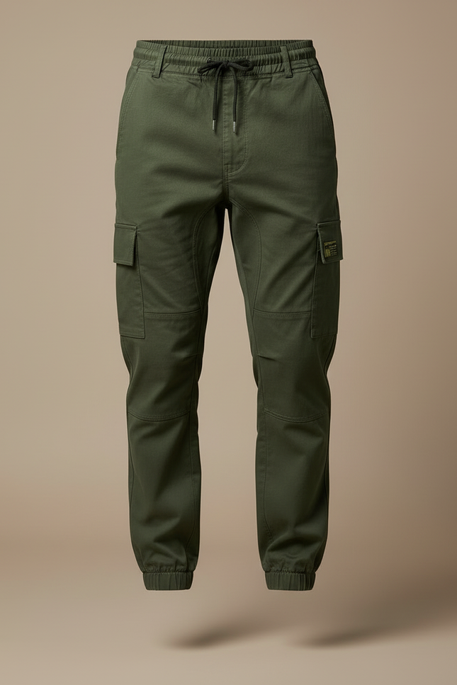 Pantalon Cargo Vert Militaire Coton Jogger Homme - Kaki - vue 3