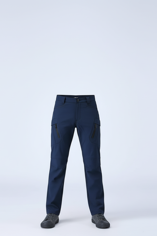 Pantalon Cargo Bleu Marine Multipoches Élastique Enfant - Polyester - vue 3