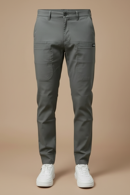 Pantalon Cargo Gris Slim Extensible Multipoches Homme - Polyester - vue 3