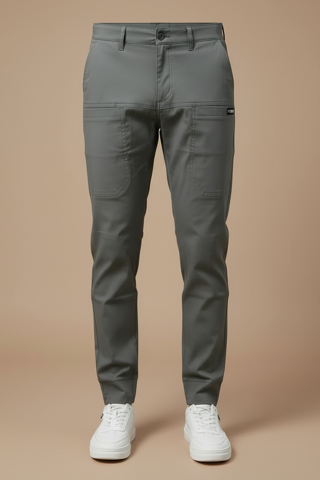 Pantalon Cargo Gris Slim Extensible Multipoches Homme - Polyester - vue 3