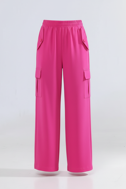 Pantalon Cargo Rose Fille Ample Décontracté Multipoches - Polyester - vue 3