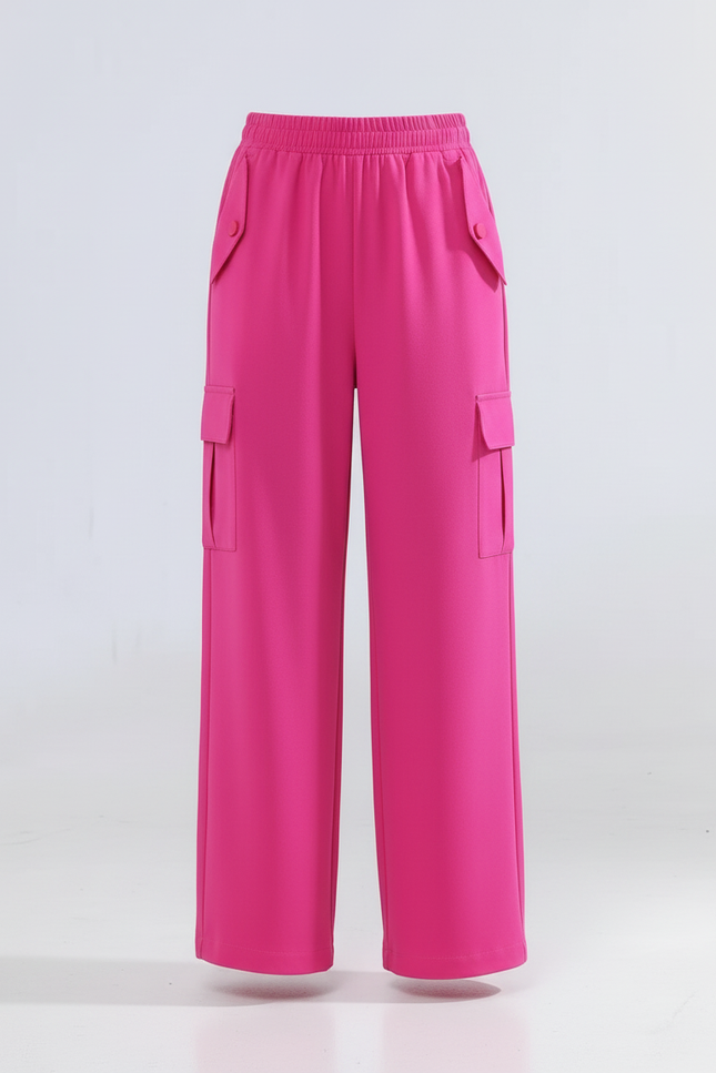 Pantalon Cargo Rose Fille Ample Décontracté Multipoches - Polyester - vue 3