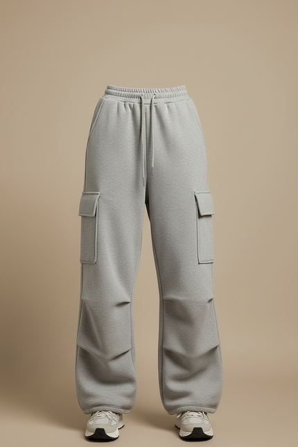 Pantalon Cargo Gris Ample Molleton Multipoches Femme - vue 3