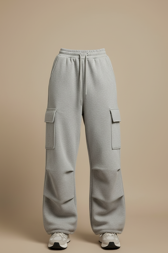 Pantalon Cargo Gris Ample Molleton Multipoches Femme - vue 3