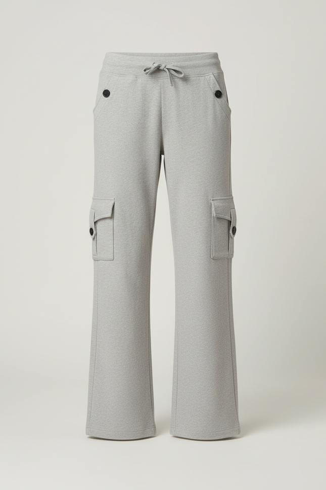 Pantalon Cargo Gris Ample Molletonné Décontracté - vue 3