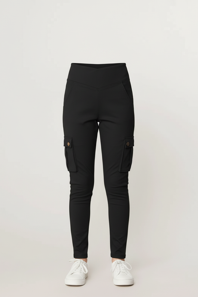 Pantalon Cargo Noir Slim Taille Haute Fille - Polyester - vue 3