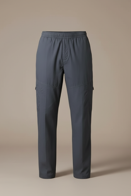 Pantalon Cargo Gris Coton Décontracté Ample Élastique - Polyester - vue 3