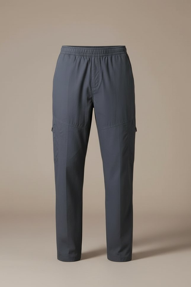Pantalon Cargo Gris Coton Décontracté Ample Élastique - Polyester - vue 3