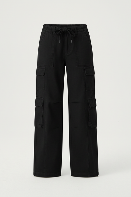 Pantalon Cargo Ample Noir Décontracté Coton Polyvalent - Toile - vue 3