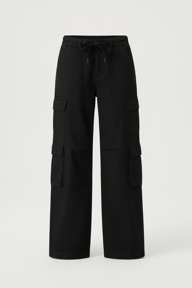 Pantalon Cargo Ample Noir Décontracté Coton Polyvalent - Toile - vue 3