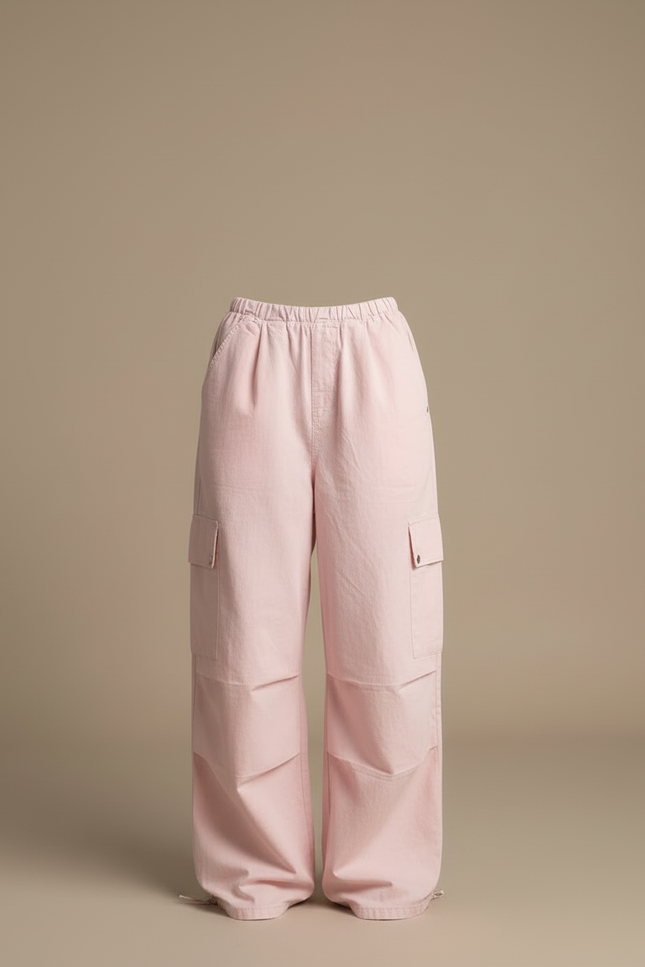 Pantalon Cargo Rose Ample Poches Vintage Femme - Toile - vue 3