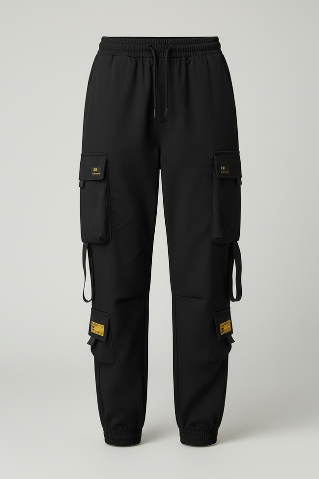 Pantalon Cargo Noir Ample Streetwear Multi-Poches Femme - Polyester - vue 3