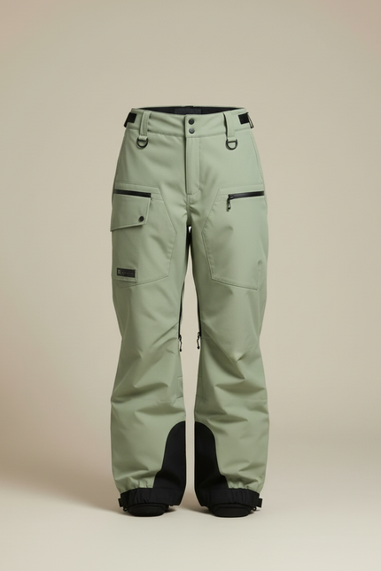 Pantalon Cargo Vert Ample Imperméable Multi-Poches - Kaki Polyester - vue 3